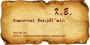 Kapornai Benjámin névjegykártya
