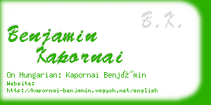 benjamin kapornai business card